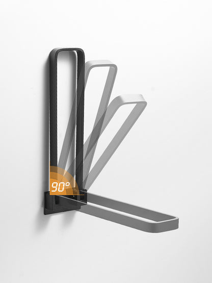 Black Space Aluminum Punching Free Bathroom Towel Rack Bathroom Washstand Folding Hanging Towel Bar