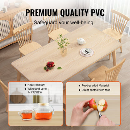 Clear PVC Table Cover Protector Waterproof Plastic Tablecloth 1.5mm Thick Desk Pad