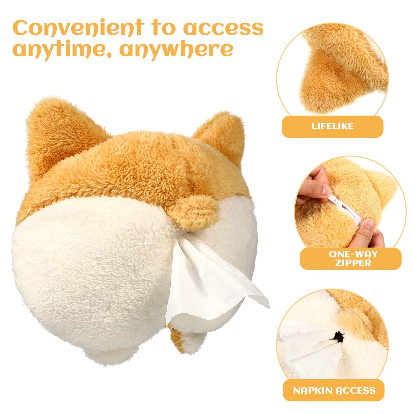 Cute Corgi Butt Tissue Box Holder for Car & Home | DIGIVIXO